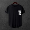  Unisex Oversize Modern Boy Pamuklu Etek Oval Siyah Baskili T-shirt
